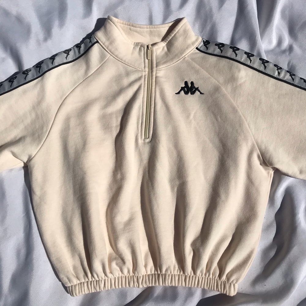 Kappa half zip cream cropped sweater